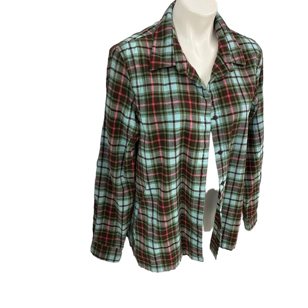 Upcycled Flannel Shirt Womens Large Shacket Hunting Green Country Grunge Camp - Picture 8 of 16